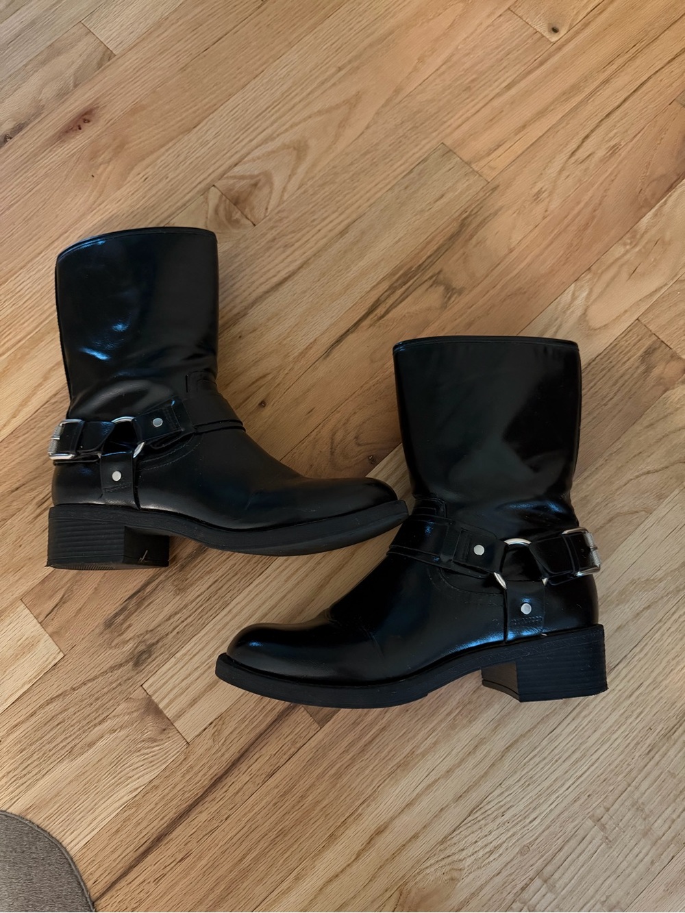 Dolce Vita Black Mid-Calf Buckle Combat Boots
